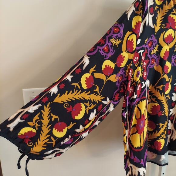 Haute Hippie Plus Size Peasant Blouse 2X Boho Bold Multicolor Long Sleeve - Picture 3 of 8